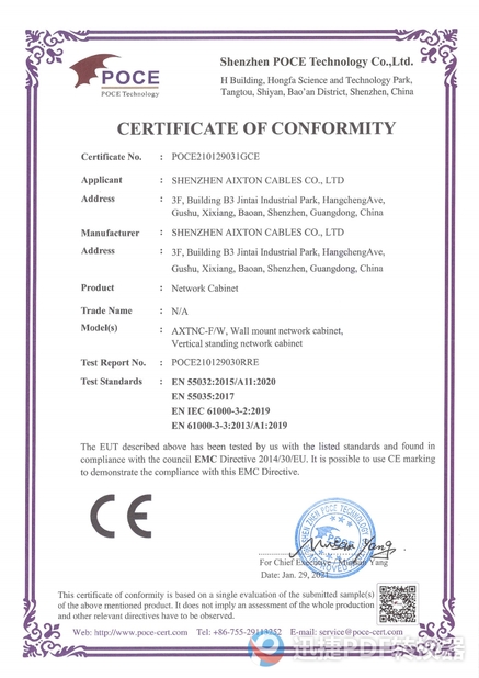 Çin Shenzhen Aixton Cables Co., Ltd. Sertifikalar