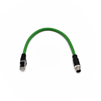 M12 4 Pin D Code to RJ45 Industrial Ethernet Cable High Flex Cat7 Shielded Field Wireable Cable