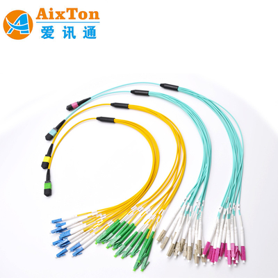 Tek Modlu 8 12 24 Çekirdekli OM3 Fiber Optik MPO Kablo, 10G Ethernet Mesafesi 300m ve 850nm'de MPO MTP Fiber Optik Köprü için