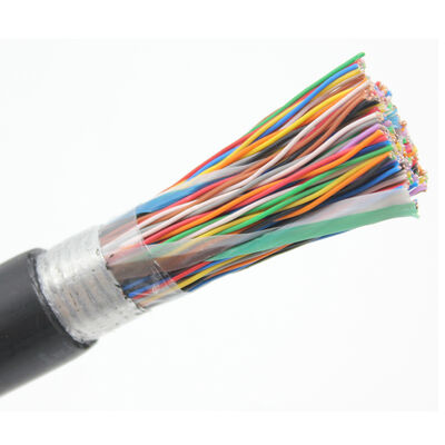 Dış Mekan Cat3 25 Çiftli Telefon Kablosu 24AWG Masif Bakır Su Geçirmez Siyah PE Çoklu Çiftli